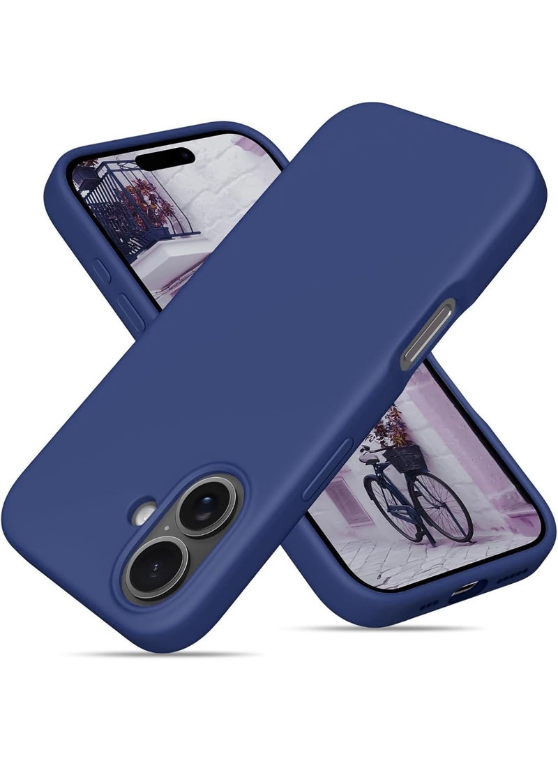 متوافق مع غطاء هاتف آيفون 16، مقاس 6.1 بوصة، نحيف، مصنوع من السيليكون السائل، 4 طبقات، مطاط جل ناعم، غطاء حماية للهاتف مقاوم للصدمات مع بطانة من الألياف الدقيقة المضادة للخدش (أزرق) - Image 1